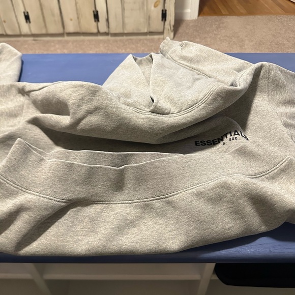 ESSENTIALS Light Gray Pullover Hoodie - Picture 11 of 15